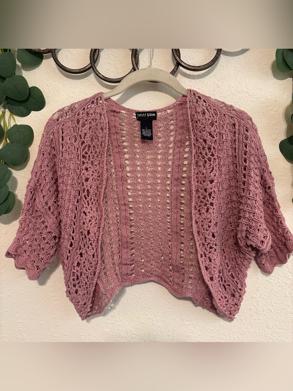 Y2K Wet Seal Pink Crochet Cropped Cardigan💕